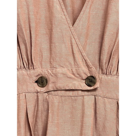 Madewell Maxi Dress Womens 0 Pink Linen Blend Wrap V-Neck Sleeveless Pockets - Picture 4 of 12